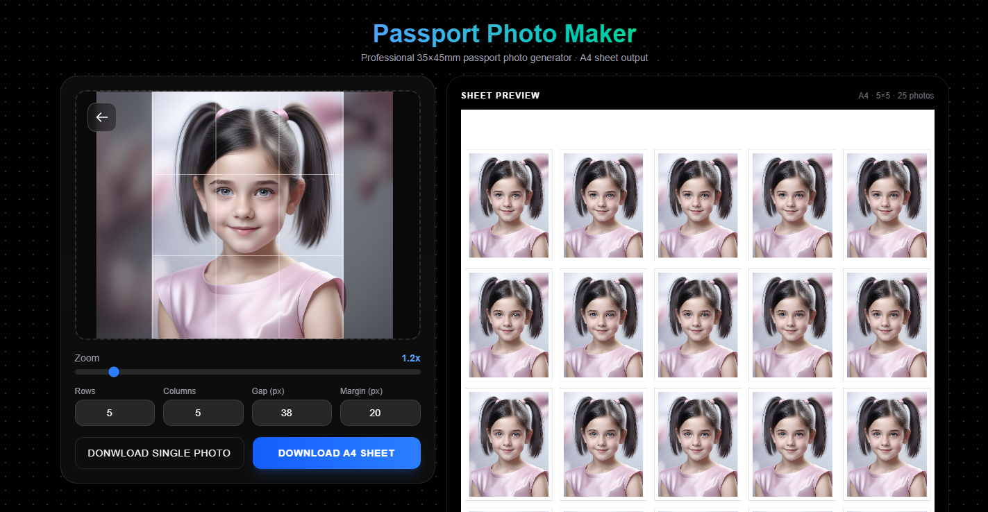 Passport Size Image Generator